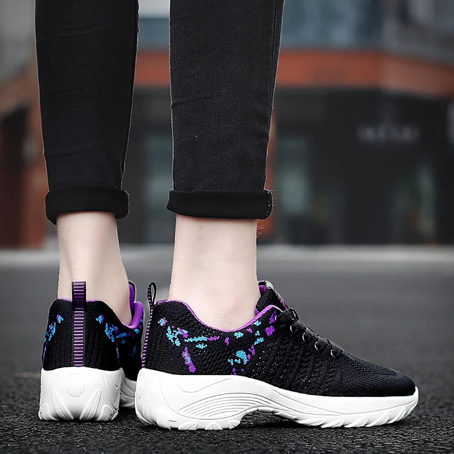 ZSpzx Comfy Sneakers for Women Arch Support Breathable Mesh Knit Air Cushioned Walking Casual Shoes Non Slip Jogging Tennis Sneaker Plantar Fasciitis Sneaker Fashionable Mesh Ladies Footwear