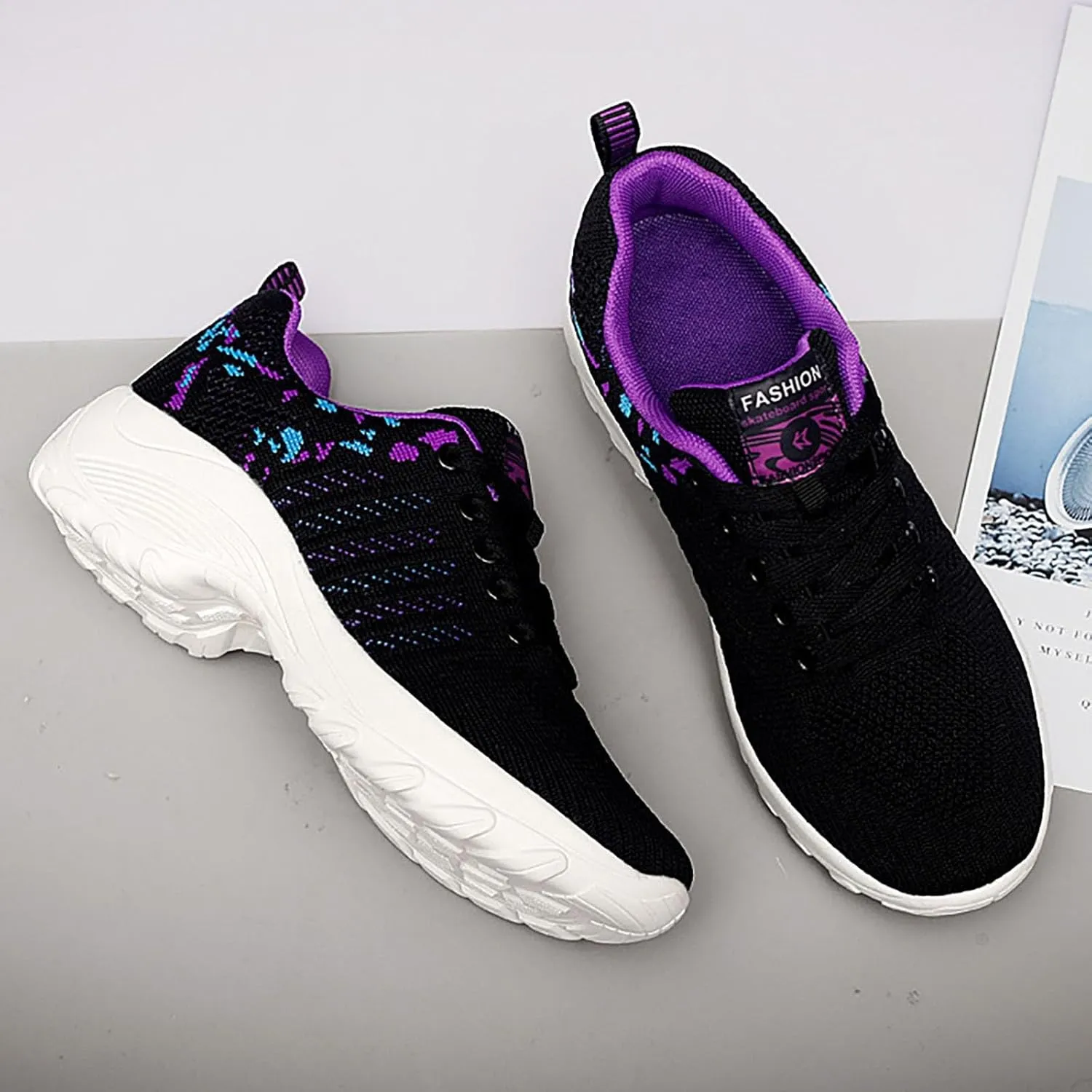 ZSpzx Comfy Sneakers for Women Arch Support Breathable Mesh Knit Air Cushioned Walking Casual Shoes Non Slip Jogging Tennis Sneaker Plantar Fasciitis Sneaker Fashionable Mesh Ladies Footwear