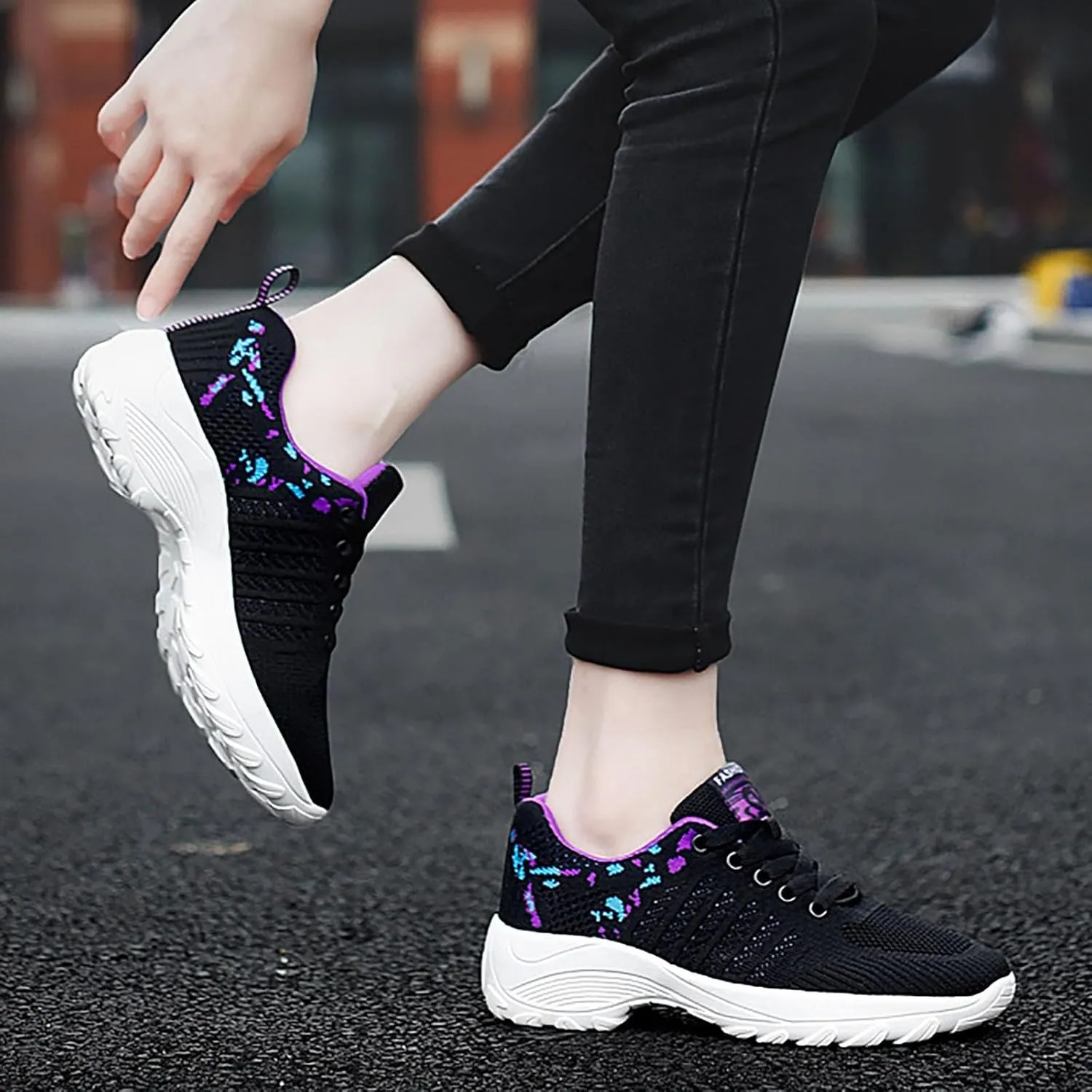 ZSpzx Comfy Sneakers for Women Arch Support Breathable Mesh Knit Air Cushioned Walking Casual Shoes Non Slip Jogging Tennis Sneaker Plantar Fasciitis Sneaker Fashionable Mesh Ladies Footwear
