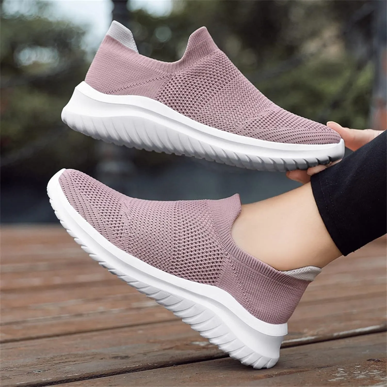 ZSpzx Women's Walking Shoes with Arch Support Mesh Flat Breathable Slip on Sneakers for Plantar Fasciitis Mesh Trainers Comfortable Casual Athletic Running Jogging Shoes for Gym Travel Daily Wear
