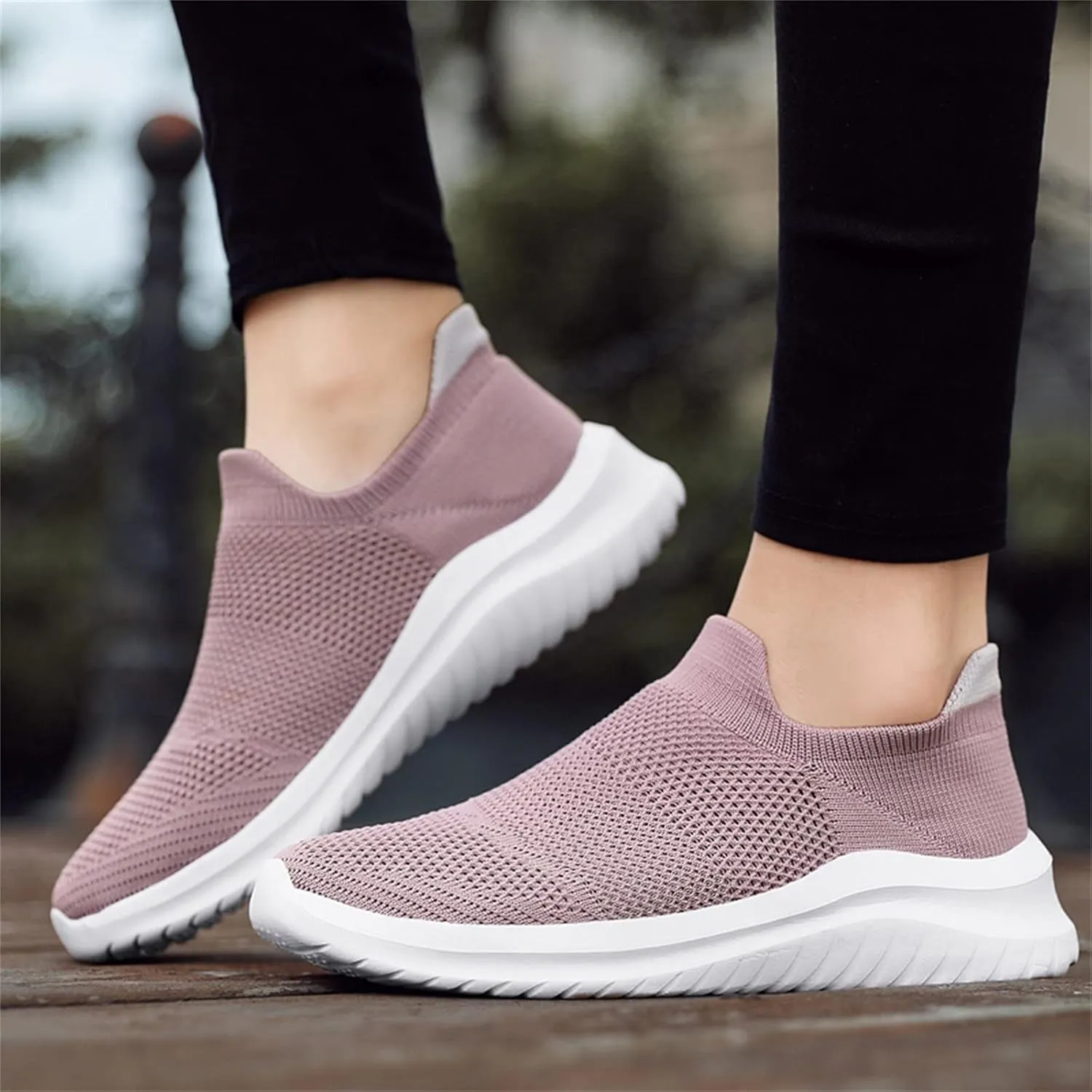 ZSpzx Women's Walking Shoes with Arch Support Mesh Flat Breathable Slip on Sneakers for Plantar Fasciitis Mesh Trainers Comfortable Casual Athletic Running Jogging Shoes for Gym Travel Daily Wear