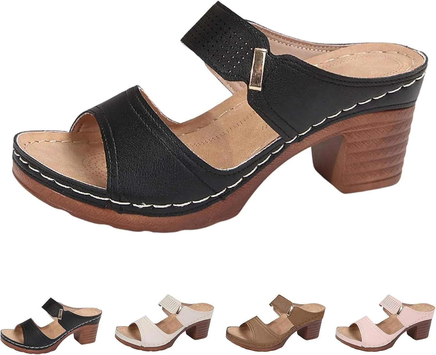 ZWRXW Sandals for Women Dressy Summer Wedge Shoes Casual Comfortable Orthopedic Sandals Chunky Heel Open Toe Sandal Walking Wedges Sandal Flip Flops Slides Slippers