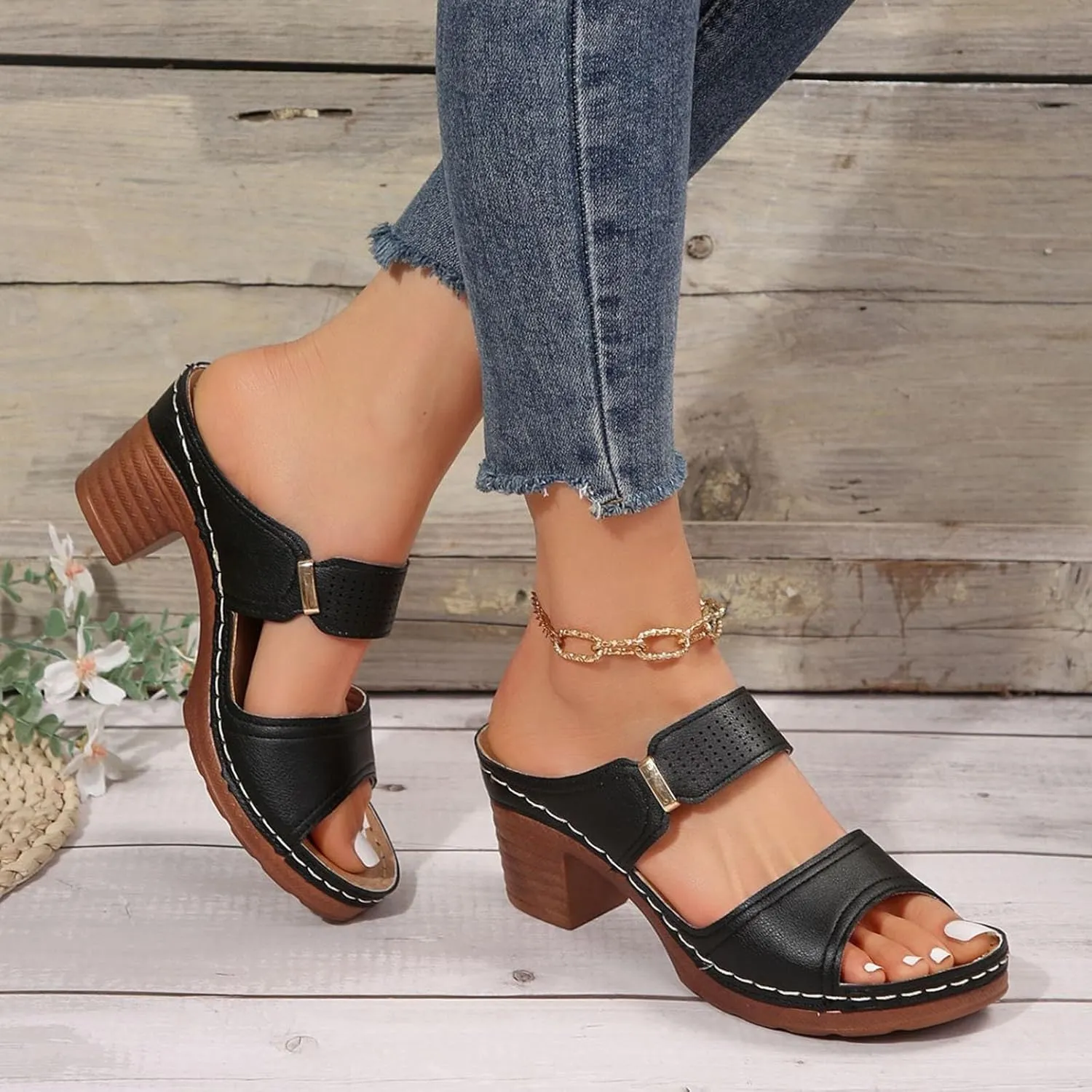 ZWRXW Sandals for Women Dressy Summer Wedge Shoes Casual Comfortable Orthopedic Sandals Chunky Heel Open Toe Sandal Walking Wedges Sandal Flip Flops Slides Slippers