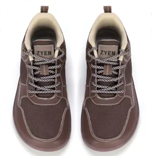 ZYEN Men's Barefoot Wide Toe Box Shoes Non Slip Zero Drop Causal Leather Shoes Utra Light Wide Width Walking Fashion Sneakers Breathable Wide Minimalist Running Sneakers Workout Gym 8822 Brown 43